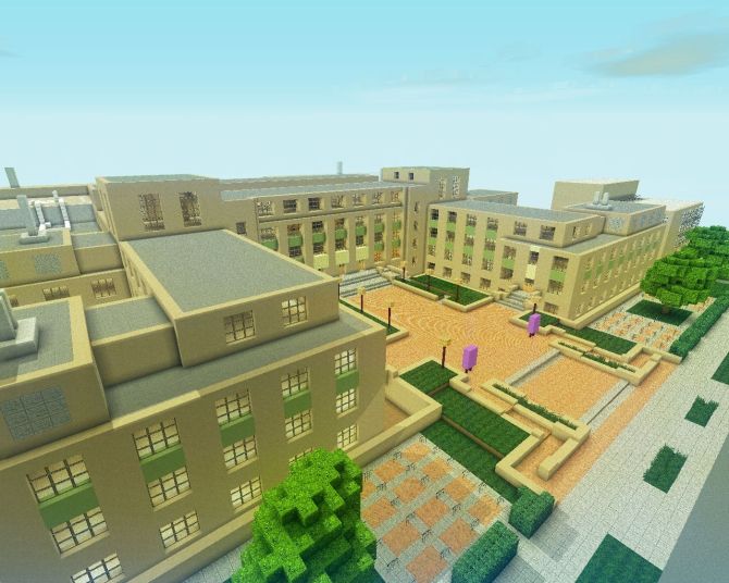 Minecraft Rendition of the NorthWestern University Campus by Ben Rothman.