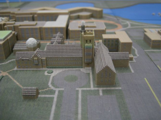 3D Printed Minecraft Representation of Garrett-Evangelical Theological Seminary on NorthWestern University Campus by Ben Rothman